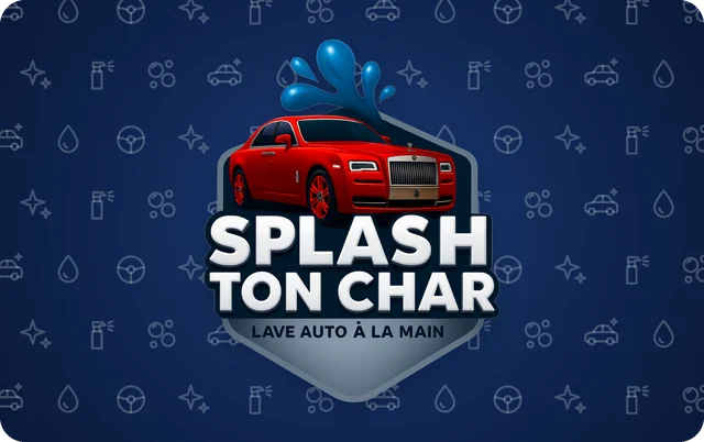 The Splash Ton Char gift card, blue, with the logo in the centre.